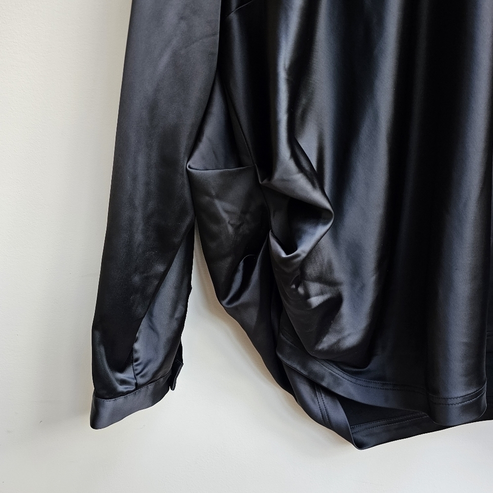 Universal Standard Black Satin Shirt with Zipper Back Detail, Size Medium - Picture 8 of 8